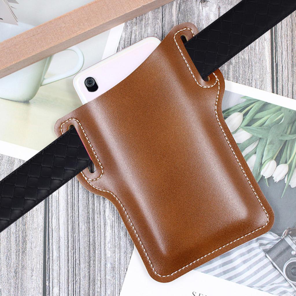 Men Waist Phone Bag PU Loop Holster Pouchs Belt Multipurpose Carrying Case