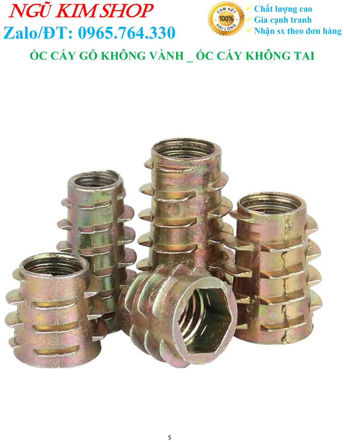 ỐC CẤY GỖ KHÔNG VÀNH _ ỐC CẤY KHÔNG TAI M4 -> M8