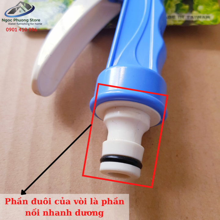 Vòi tưới cây đa năng, 5 kiểu tưới có nối nhanh kiểu Nhật, thân bằng nhựa ABS AQUAMATE ĐÀI LOAN - Mã W9108J