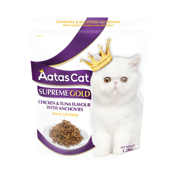 Aatas Cat [GOLD]  Vị Gà & Cá Ngừ mix Cá Cơm Sấy | Thức Ăn Hạt cho MÈO 1,2Kg