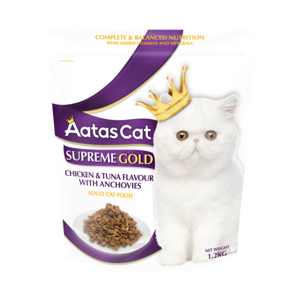 Aatas Cat [GOLD]  Vị Gà &amp; Cá Ngừ mix Cá Cơm Sấy | Thức Ăn Hạt cho MÈO 1,2Kg