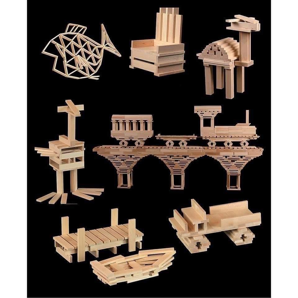 Bộ đồ chơi đa năng xếp hình, rút gỗ, domino, montessori