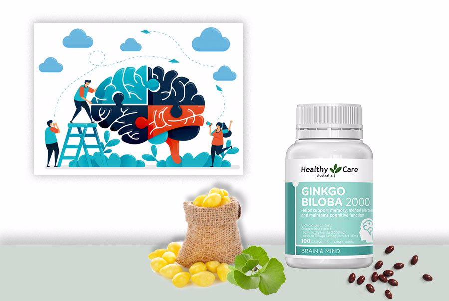 Bổ não Úc Healthy Care Ginkgo Biloba Hỗ trợ các vấn đề tuần hoàn não, Cải Thiện Trí Nhớ, lưu thông máu, Tăng khả năng nhận thức - Massel Official