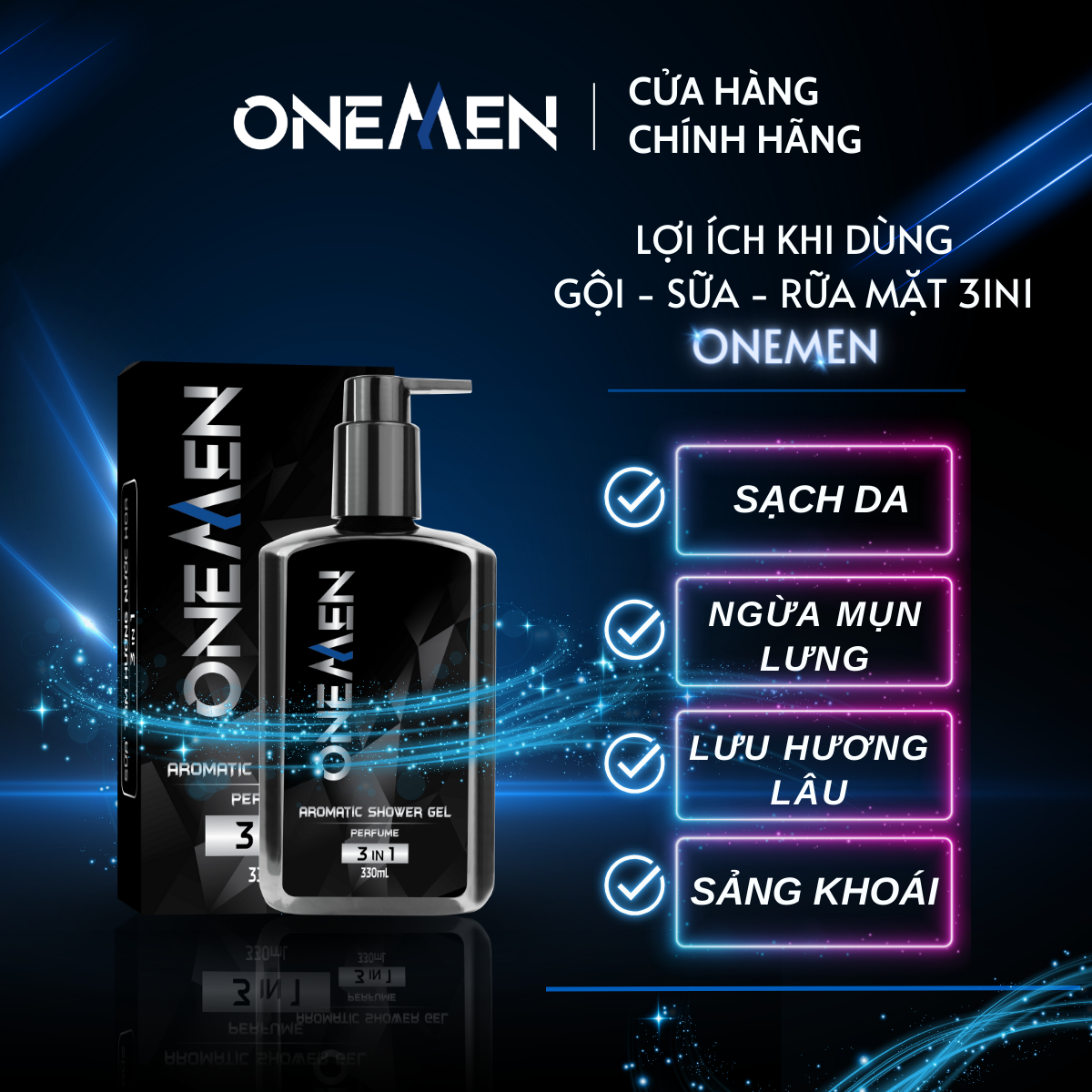 Sữa Tắm Hương Nước Hoa 3IN1 Đầy Tinh Tế Lịch Lãm ONEMEN 330ml Aromatic Shower Gel