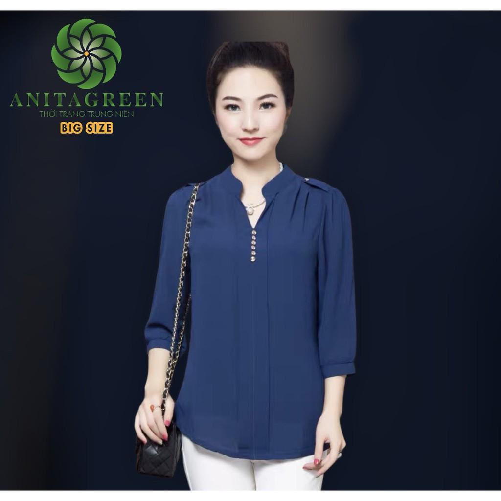 áo trung niên tay lửng đính nút (đồ trung niên Anitagreen) AG101-1220
