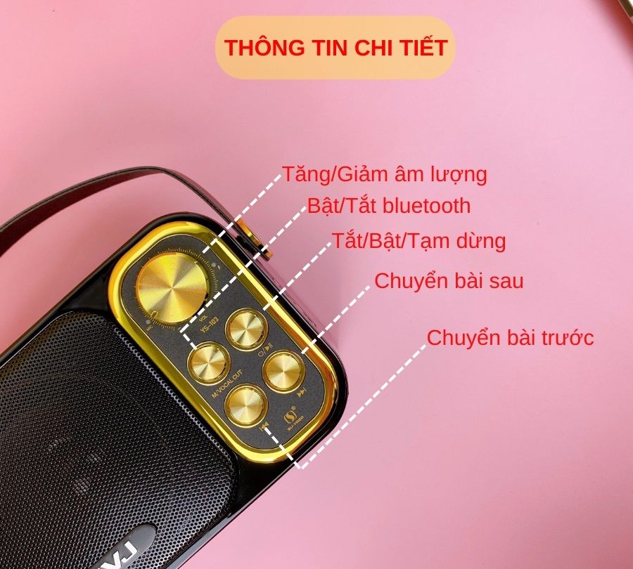 LOA KARAOKE MINI KÈM MIC KHÔNG DÂY YS103-HT