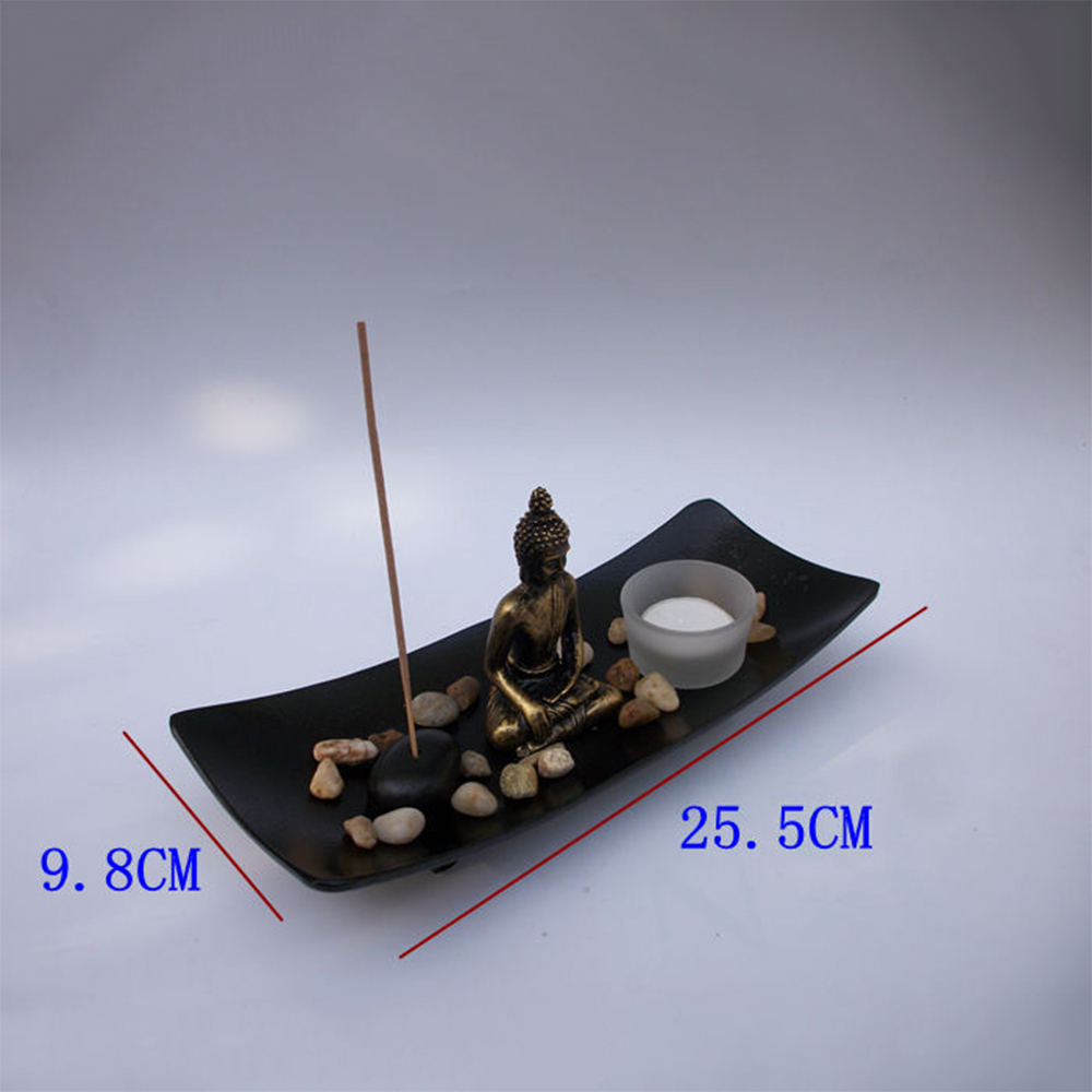 Tượng Phật Thích Ca + đế + nến + cát + sỏi + nhang + đế nhang trang trí để bàn phật thái phong thuỷ siêu đẹp DRU - Hàng Chính Hãng