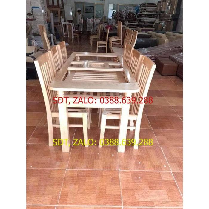 Bàn ghế ăn gỗ sồi 6 ghế bàn chữ nhật