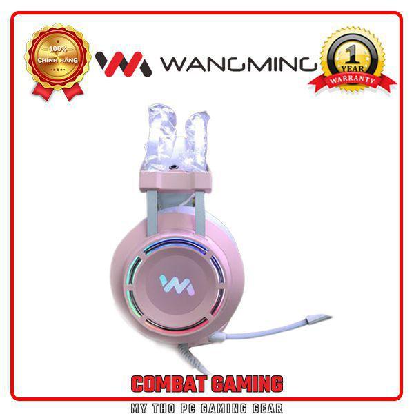 Tai Nghe Gaming WANGMING 9800s Pink 7.1 USB LED - Hàng Chính Hãng