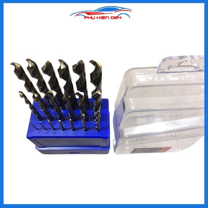 Hộp 19 mũi khoan inox Nachi Singapore đường kính 1mm-10mm