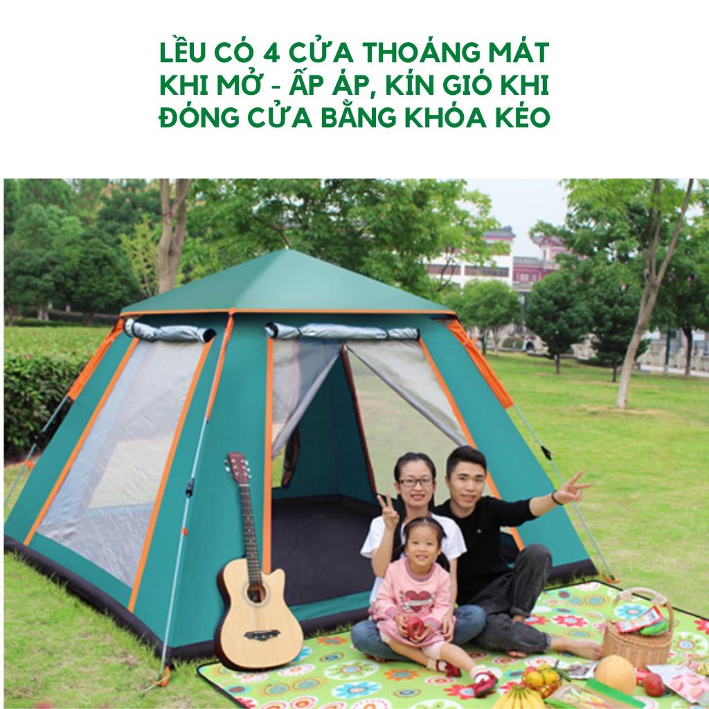 Lều tự bung 4.6 người có mái che 4 cửa thoáng gió