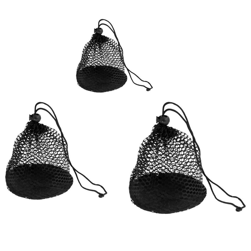 3 Pieces Nylon Mesh Net Bag Golf Tennis Ball Carrying Holder Storage Pouch