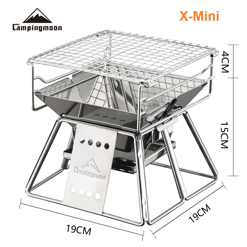 Bếp Nướng Mini Xếp Gọn Campingmoon X-Mini 1-2 Người Thép không gỉ