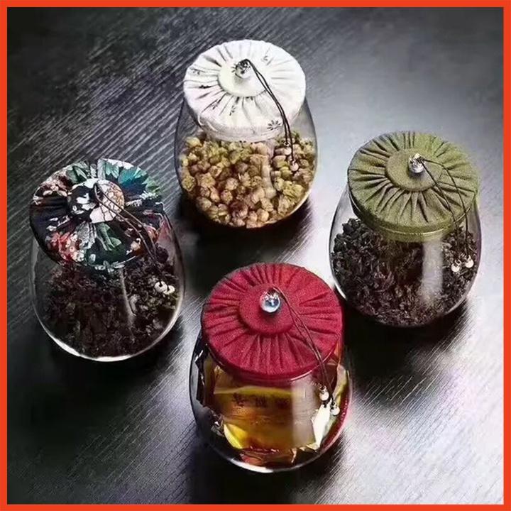 Lọ thủy tinh bằng nắp vải 600ml