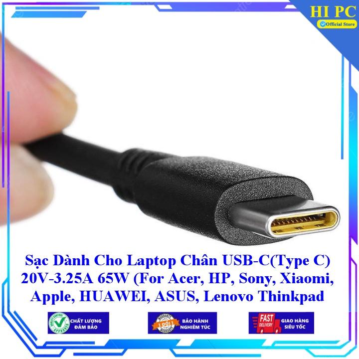 Sạc Dành Cho Laptop Chân USB-C(Type C) 20V-3.25A 65W ( For Acer HP Sony Xiaomi Apple HUAWEI ASUS Lenovo Thinkpad ) - Kèm Dây nguồn - Hàng Nhập Khẩu