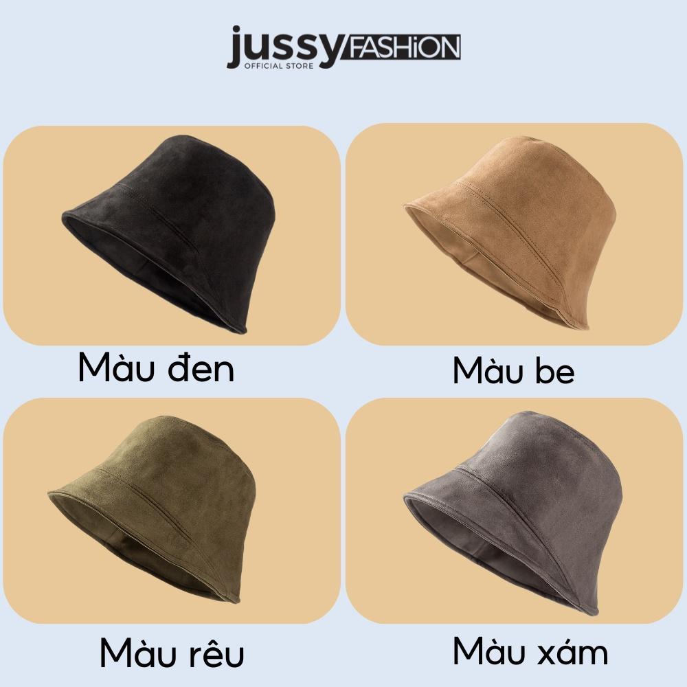 Mũ Bucket Unisex Vành Cụp Xéo Da Lộn Jussy Fashion Kiểu Nón Tai Bèo Cá Tính Phong Cách Thời Trang Hàn Quốc