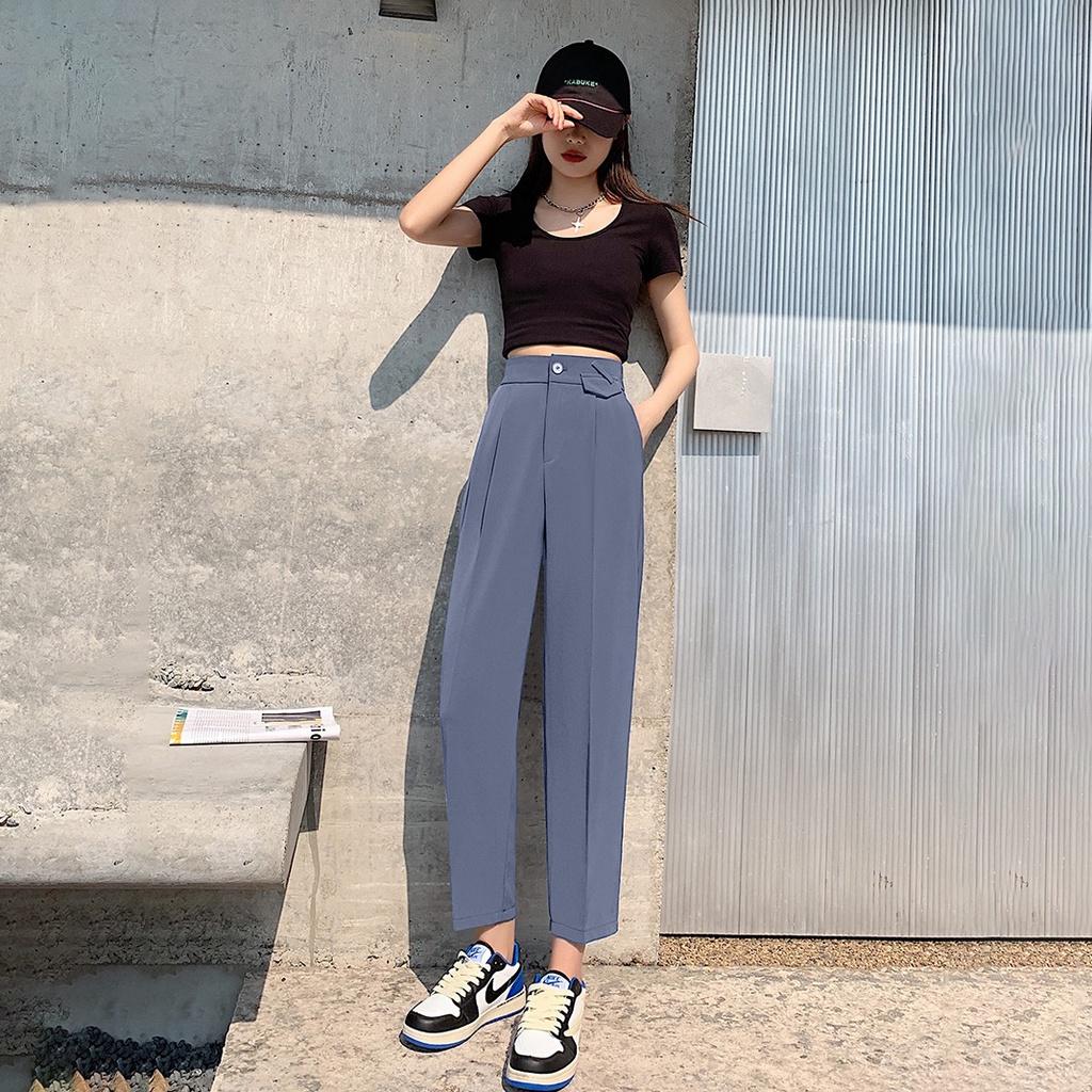 Quần tây baggy nữ lưng thun sau đính túi kiểu siêu cute