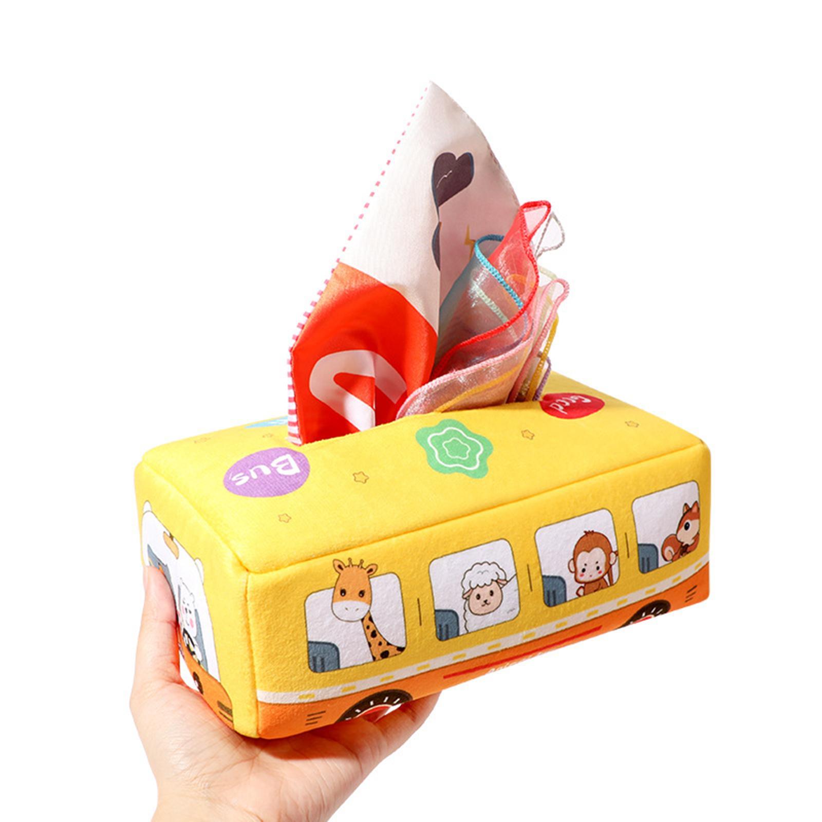 2x Plush Baby Tissue Box Gauze Scarf Sensory Toy for Newborns 6-12 Months