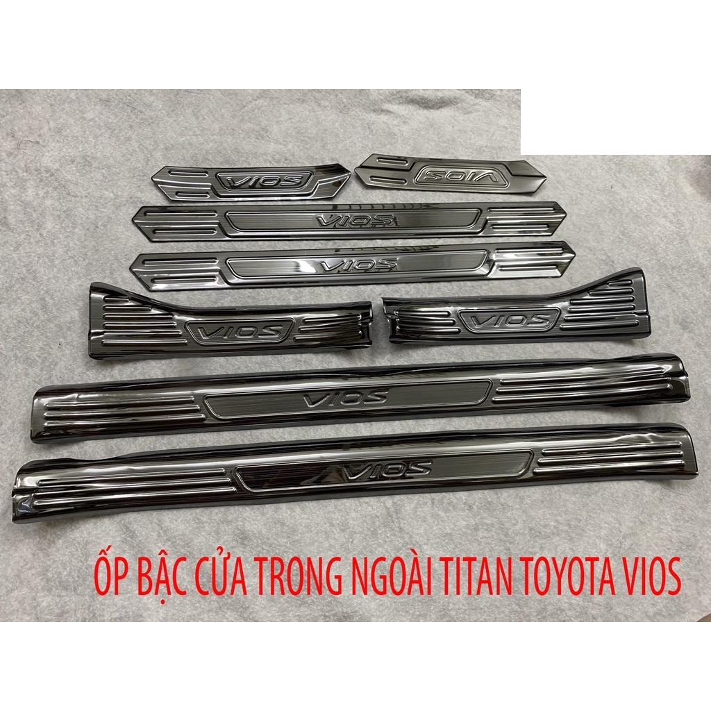 Ốp bậc cửa , nẹp bước chân Toyota Vios 2019-2022 cao cấp -mẫu Titan 8 chi tiết