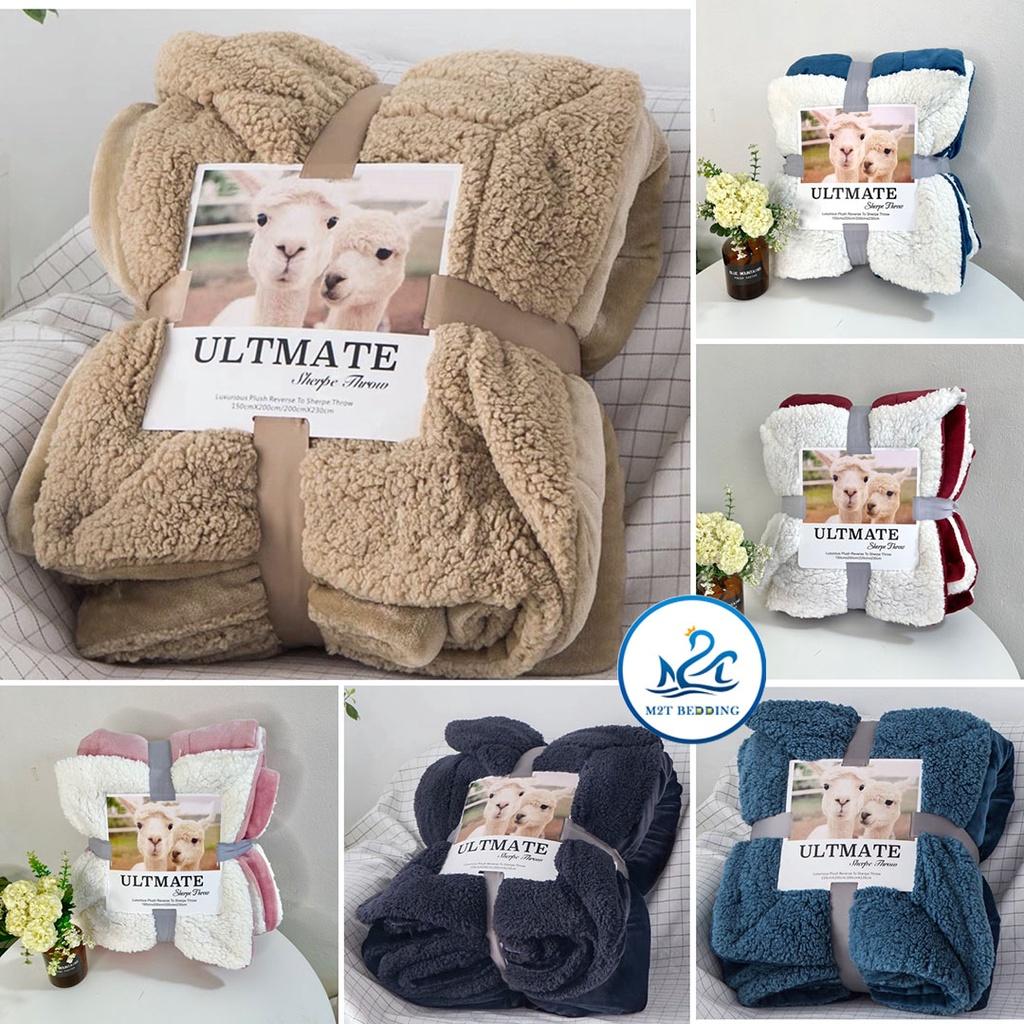 Chăn lông cừu M2T BEDDING, mền lông tuyết dày 2 lớp đại hàn cho bé và gia đình kích thước 2mx2m3