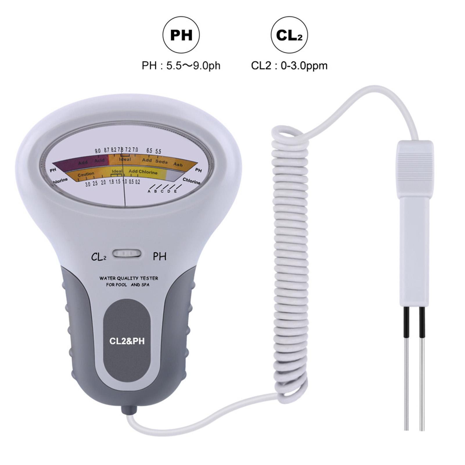 Water Quality Tester 2 in 1 PH and Chlorine Level CL2 Detector for Swimming Pool Spa