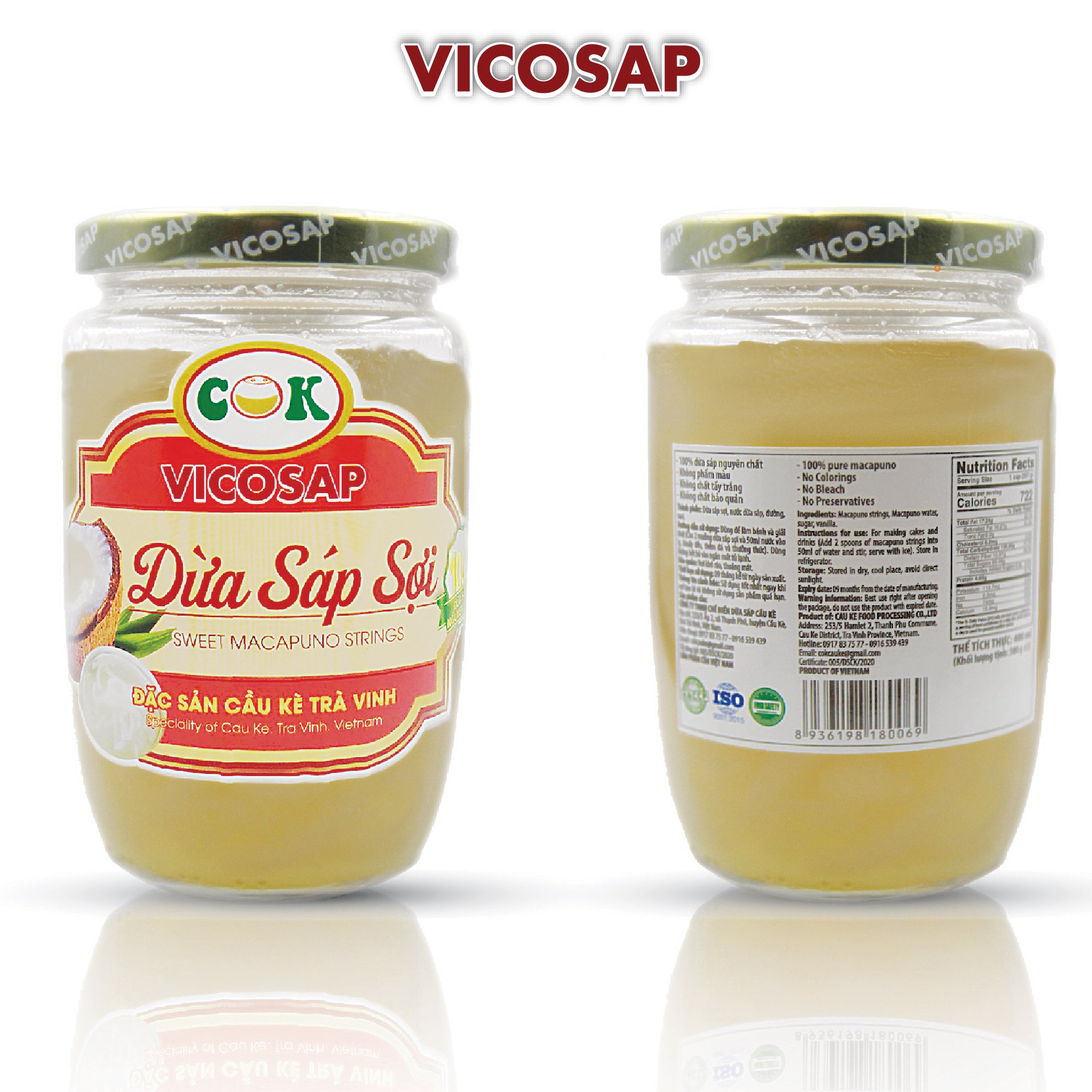 Dừa sáp sợi 400ml Vicosap