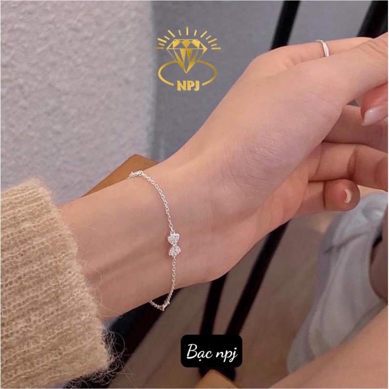 Lắc tay nơ nhỏ xinh , Vòng tay nữ Bạc Ta - Bạc npj
