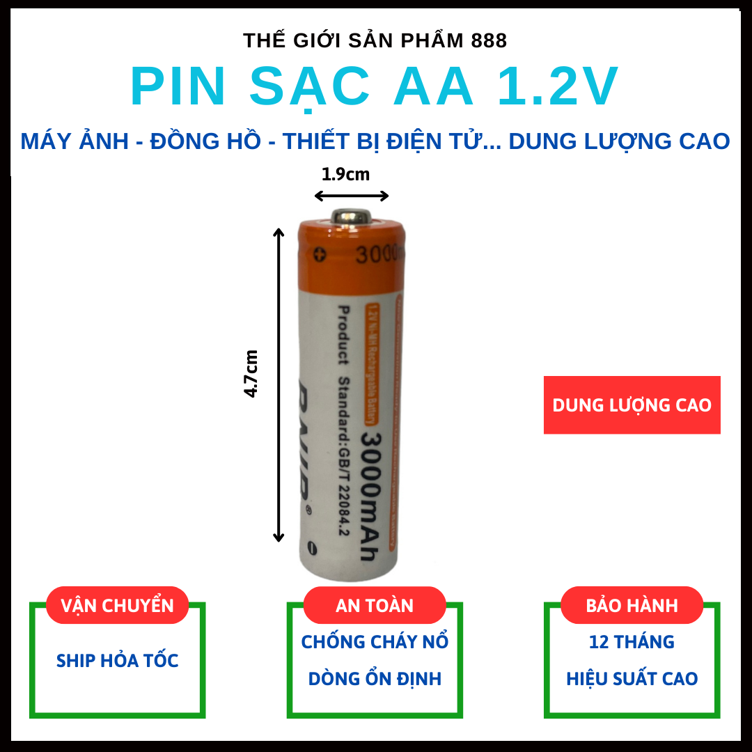 Pin sạc AA 1.2V cao cấp dung lượng cao hàng chính hãng cho điều khiển, máy đo huyết áp, thiết bị điện tử....- Chính hãng