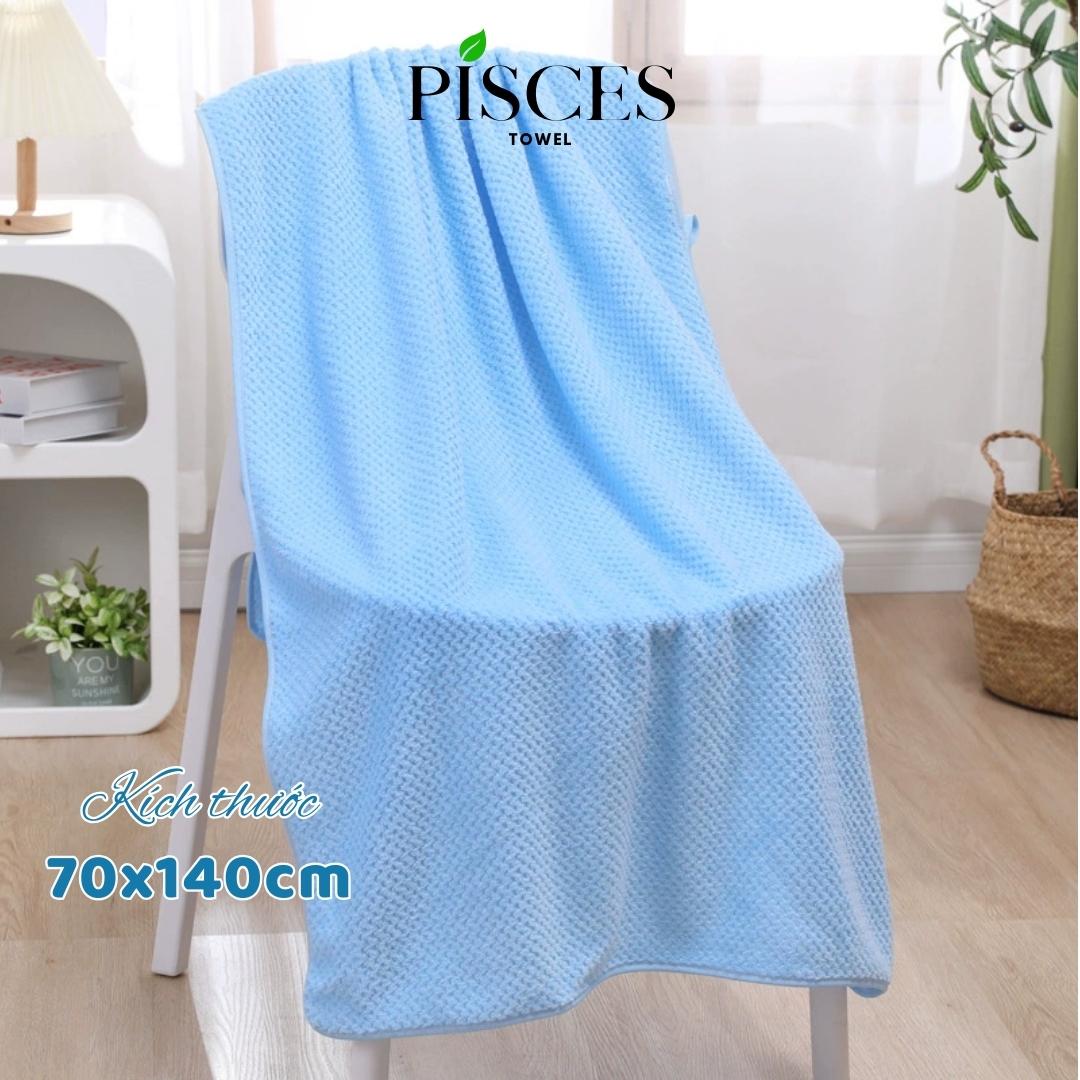 Khăn Tắm PISCES TOWEL 70x140cm Ô Vuông Trơn Cotton Mềm Mại, Khăn Spa Yoga Gym Thể Thao Thấm Hút Mồ Hôi - Hồng, Hồng