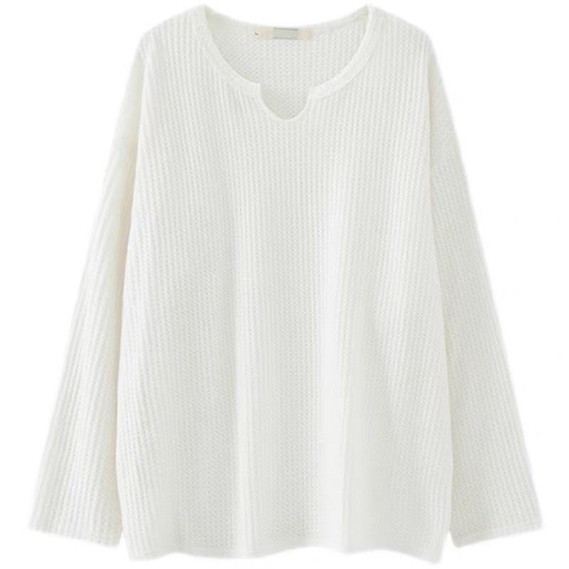 Áo thu đông len mỏng tay dài Unisex long tee Ảnh thật tại shop, màu trắng kem vintage
