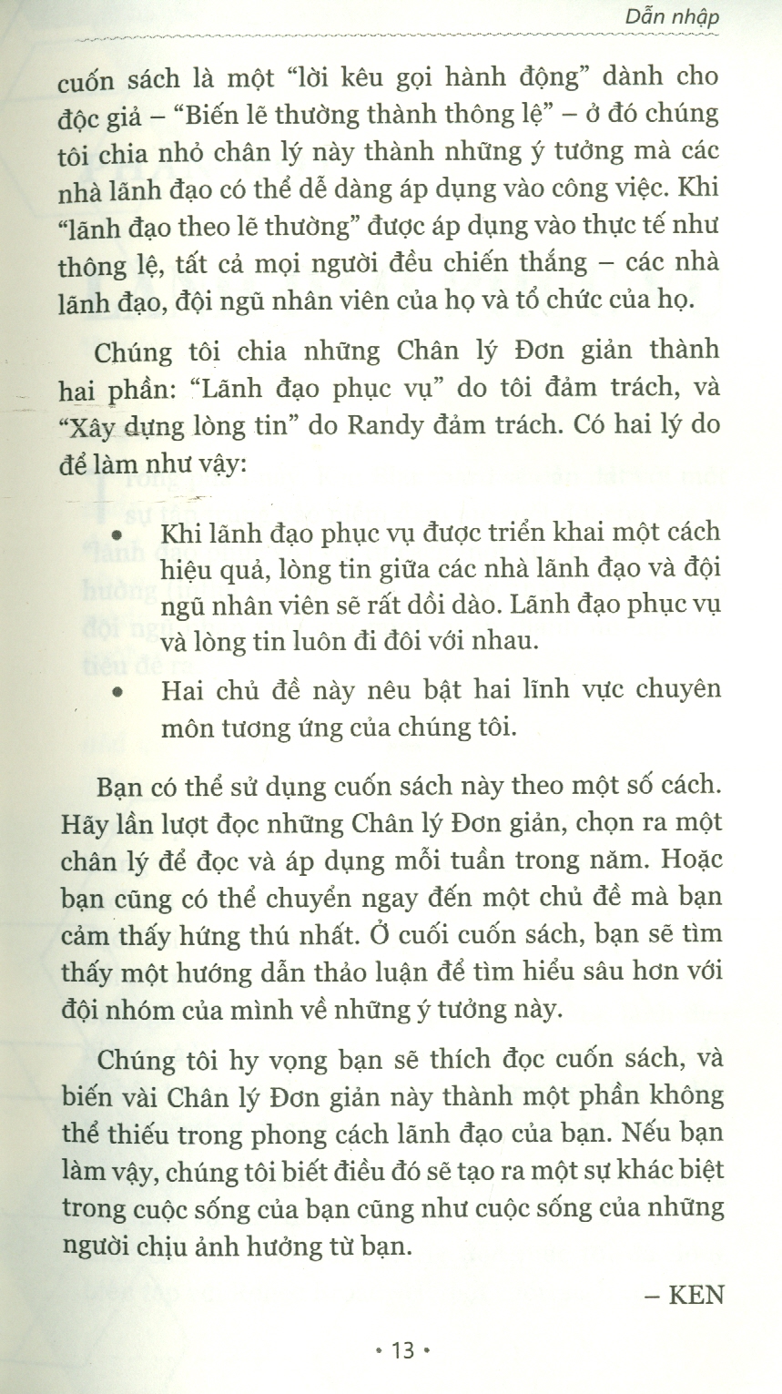 NHỮNG CHÂN LÝ ĐƠN GIẢN VỀ LÃNH ĐẠO - Ken Blanchard & Randy Conley - Mai Chí Trung dịch -