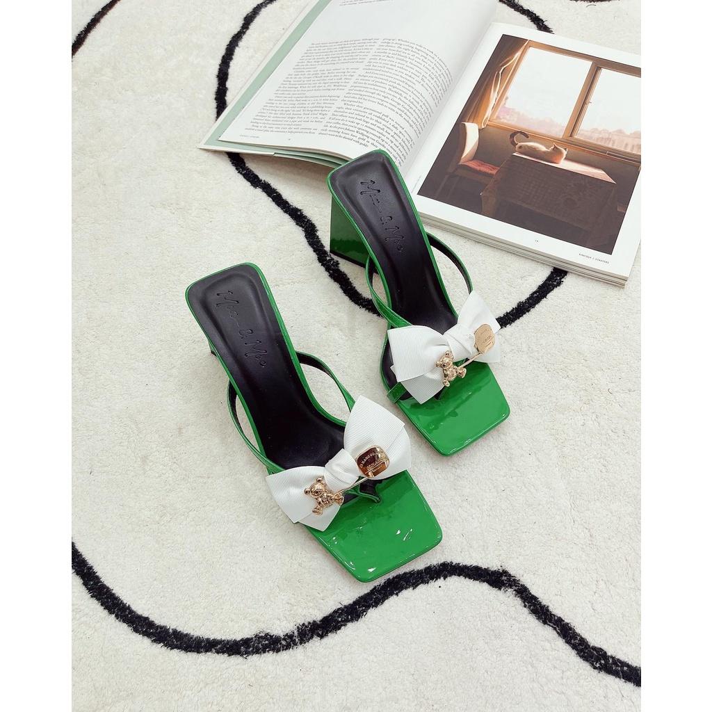 Dép/giày cao gót nữ quai đính nơ siêu xinh