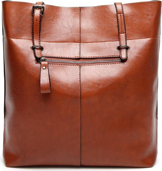 European Simple LadiesTote Bag Oil Wax Leather Large Capacity