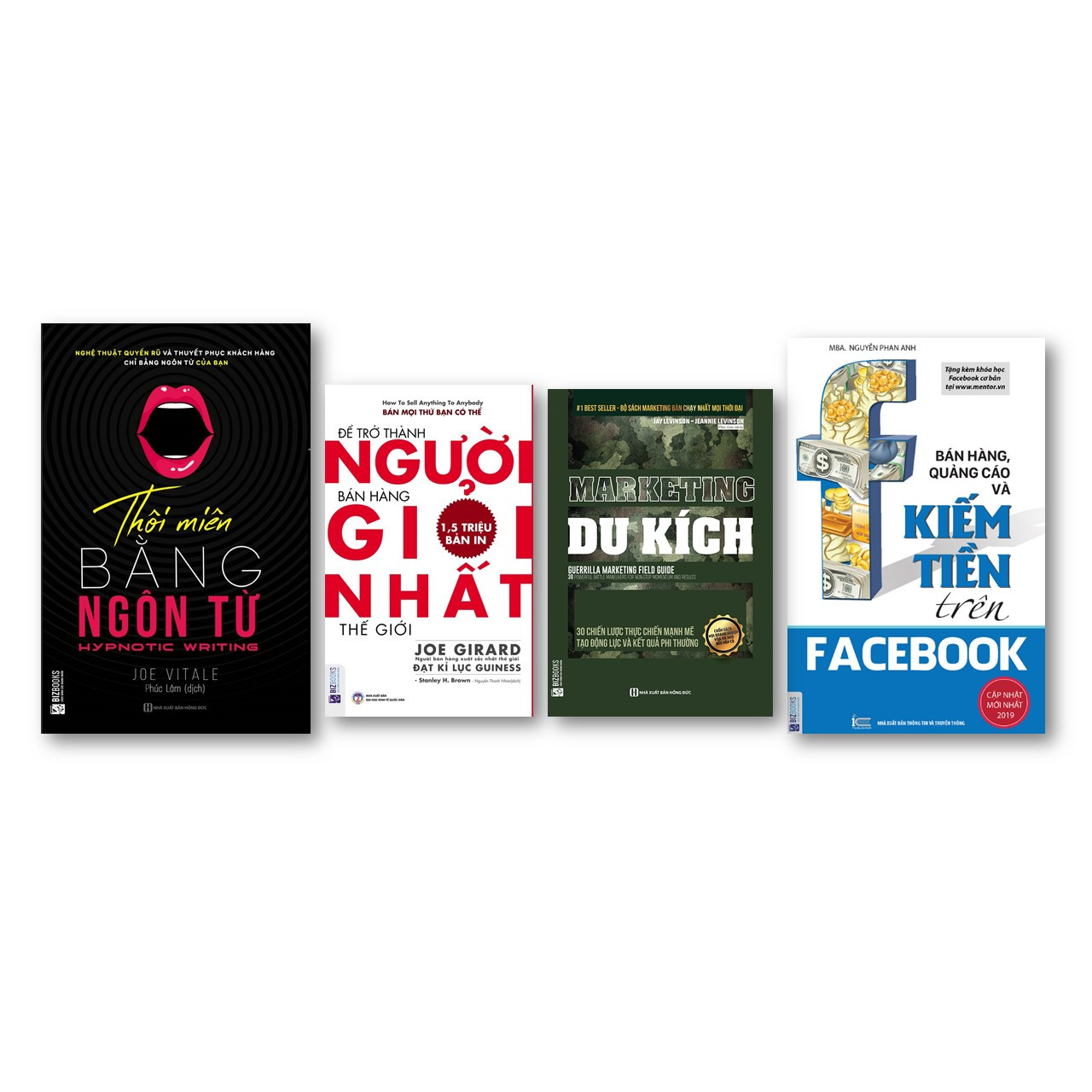 Combo  Để trở thành người bán hàng giỏi nhất thế giới + Bán hàng, quảng cáo và kiếm tiền trên Facebook + Thôi miên bằng ngôn từ + Marketing du kích )