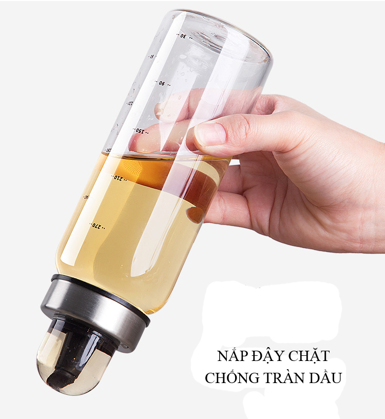 Bình đựng dầu ăn, nước chấm bằng thủy tinh cao cấp, chống rò rỉ, tự động hoàn dầu