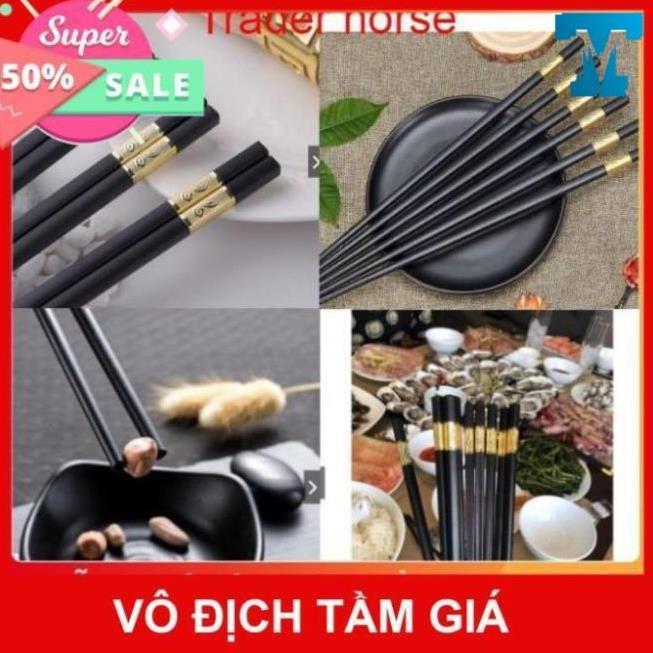Đũa Mạ Vàng Hàn Quốc 1 Hộp 10 Đôi , Chất Liệu Hợp Kim Cao Cấp Đầu Đũa Có Chống Trơn