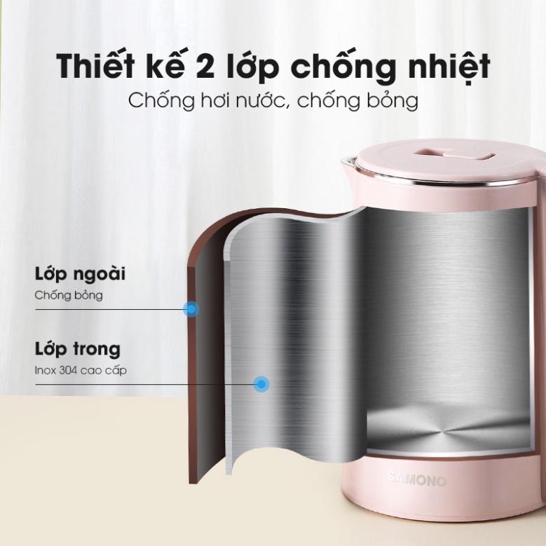 Ấm đun siêu tốc SAMONO SW-EKP13 - 1500W 2 Lít với hai lớp chống nhiệt - Hàng chính hãng