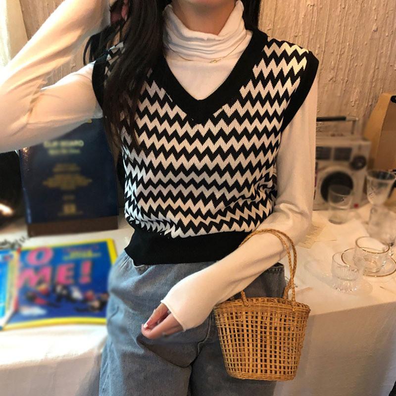 Áo Len Không Tay Cổ Chữ V Dáng Rộng Thời Trang Dành Cho Nữ