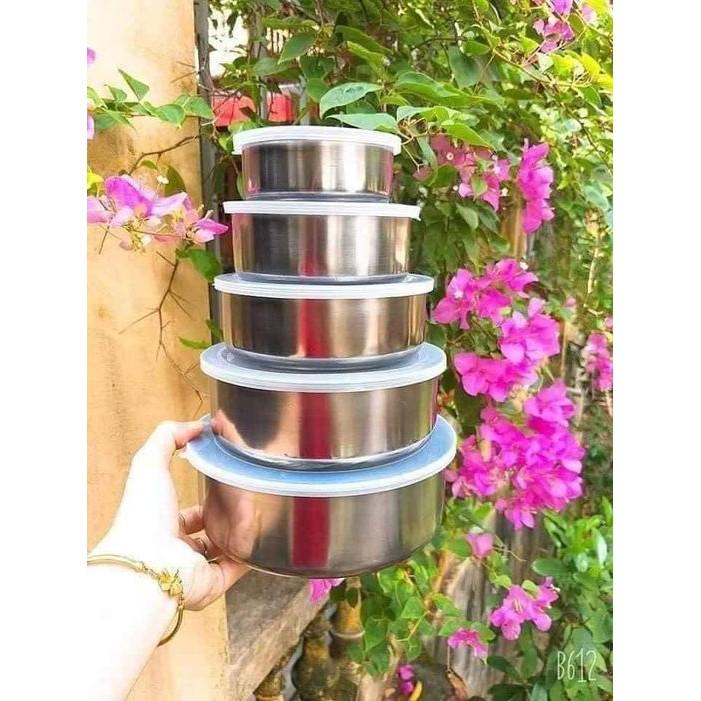 Bộ 5 bát inox cao cấp có nắp đậy