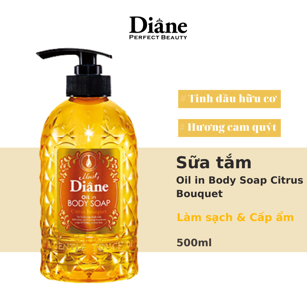 Sữa tắm dưỡng ẩm &amp; sáng mịn làn da Moist Diane Oil in Body Soap Citrus Bouquet (Dùng cho mọi loại da) 500ml