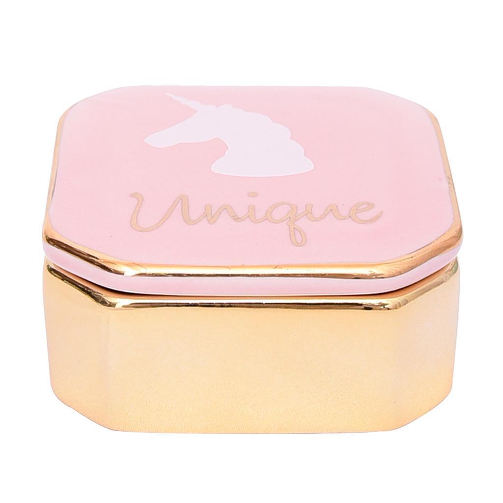Mini Travel Jewelry Ceramic Box Cosmetic Makeup Display Organizer Case Pink