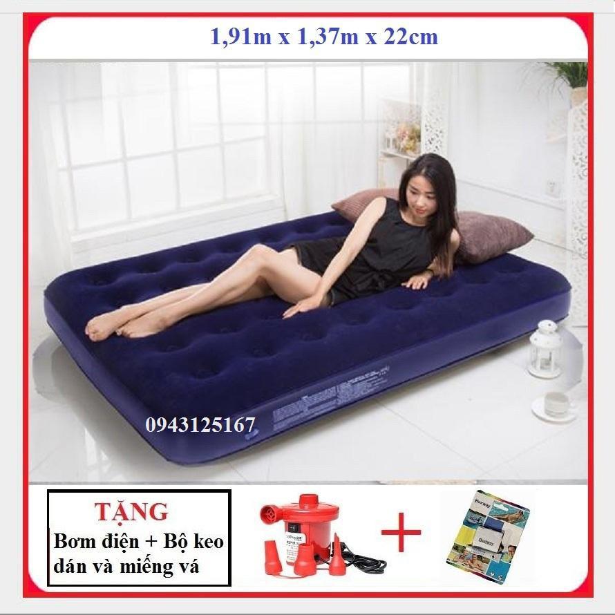 Đệm hơi Nệm hơi Bestway cỡ đôi Size 1,91m x 1,37m x 22cm kèm bơm hơi.