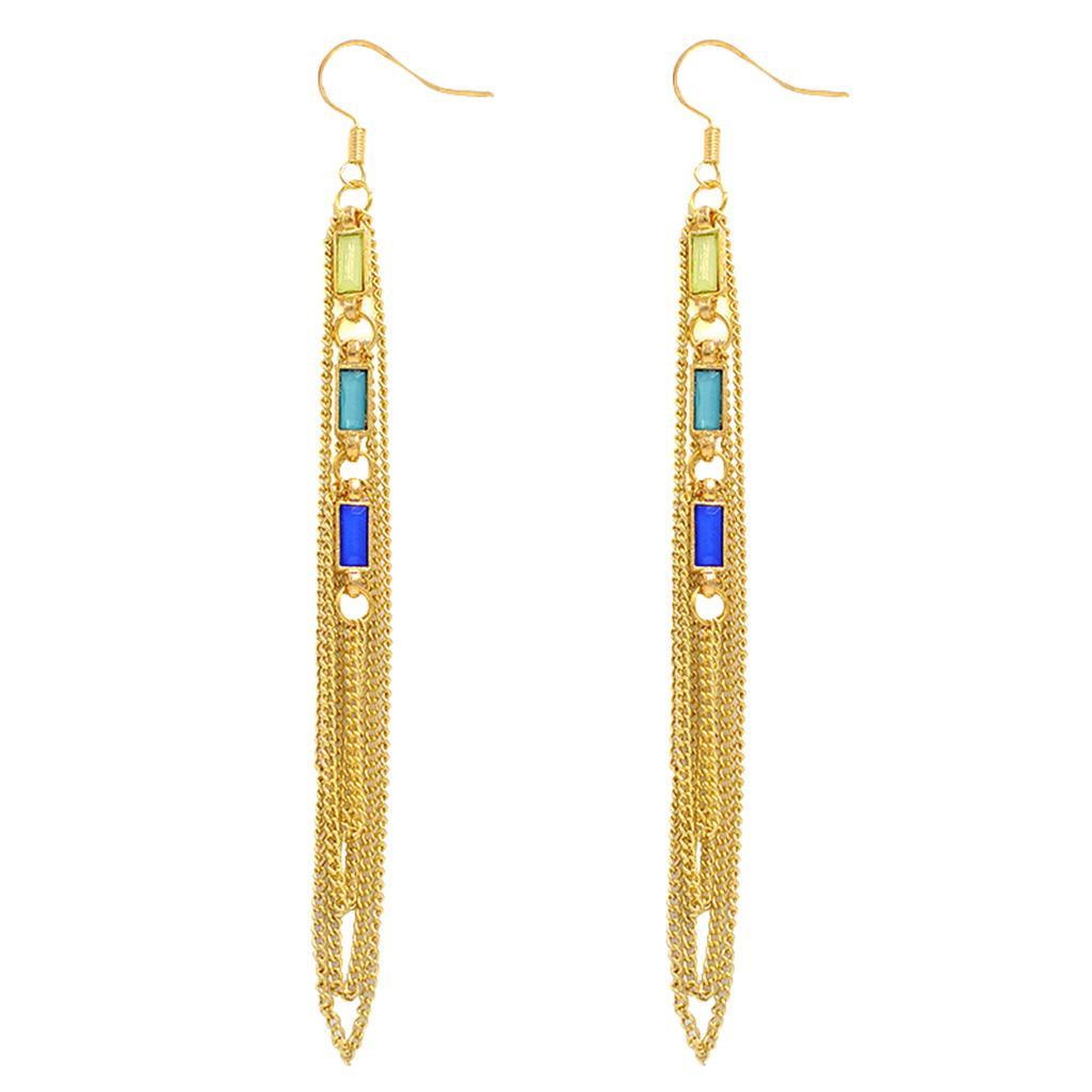 Metal Alloy Long Chain Tassel Drop Dangle Earrings for Women