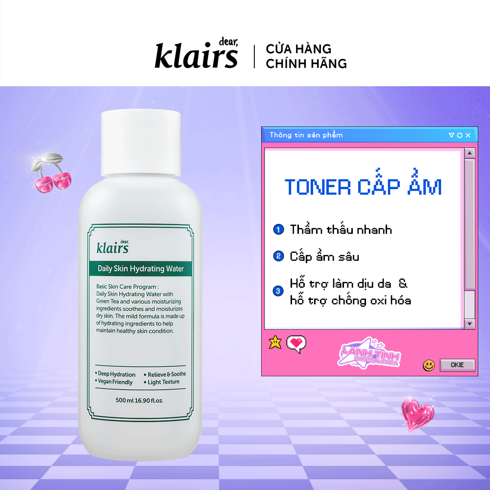Dear, Klairs Nước hoa hồng Klairs Daily Skin Hydrating Water 500ml