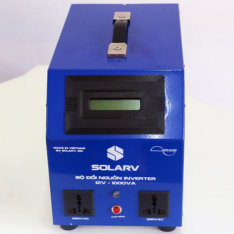 Bộ Đổi Nguồn / Kích Điện Sine 1000VA có sạc lưới, màu xanh dương SolarV