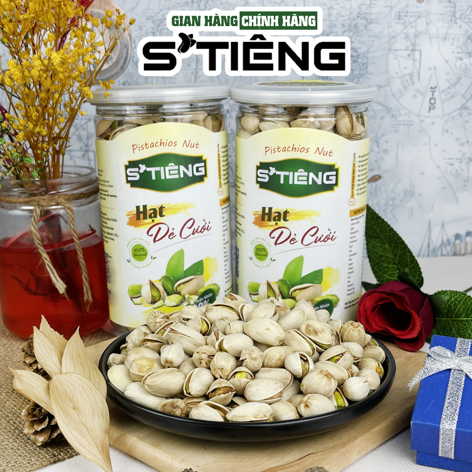 500Gr Hạt Dẻ Cười Mỹ Không Tẫy Trắng S'TIÊNG Hộp