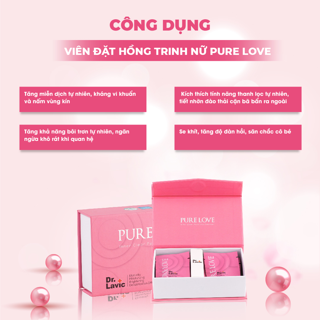 Viên đặt se khít Pure Love Inner Clear Feminine Cleanser làm hồng và se khít hộp 8 viên DR937-8