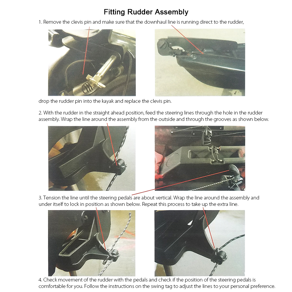 Đuôi thuyền Kayak có bánh lái hướng dẫn