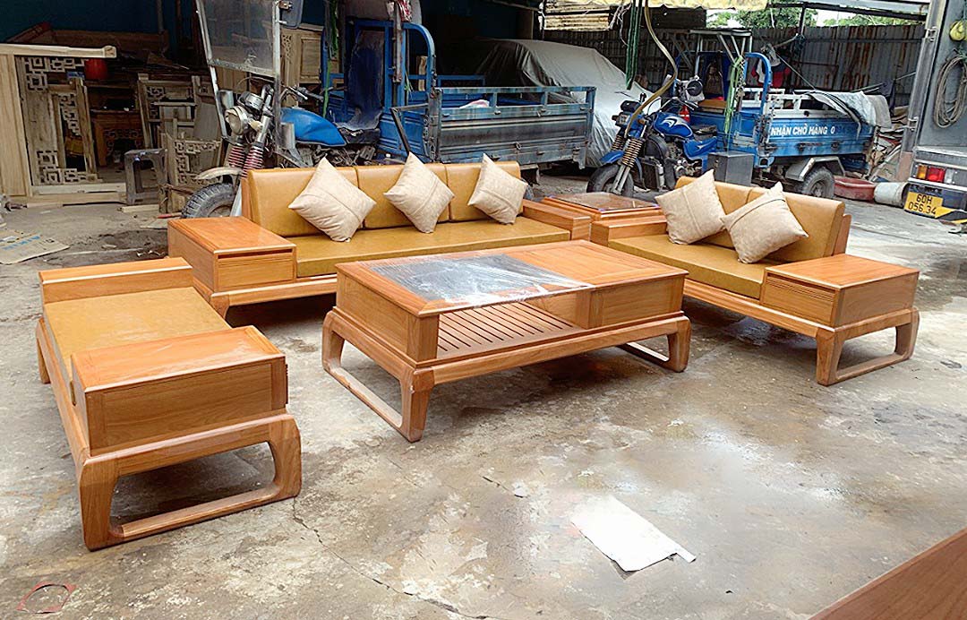 Bộ sofa gỗ gõ đỏ sai lớn 2 văng G01