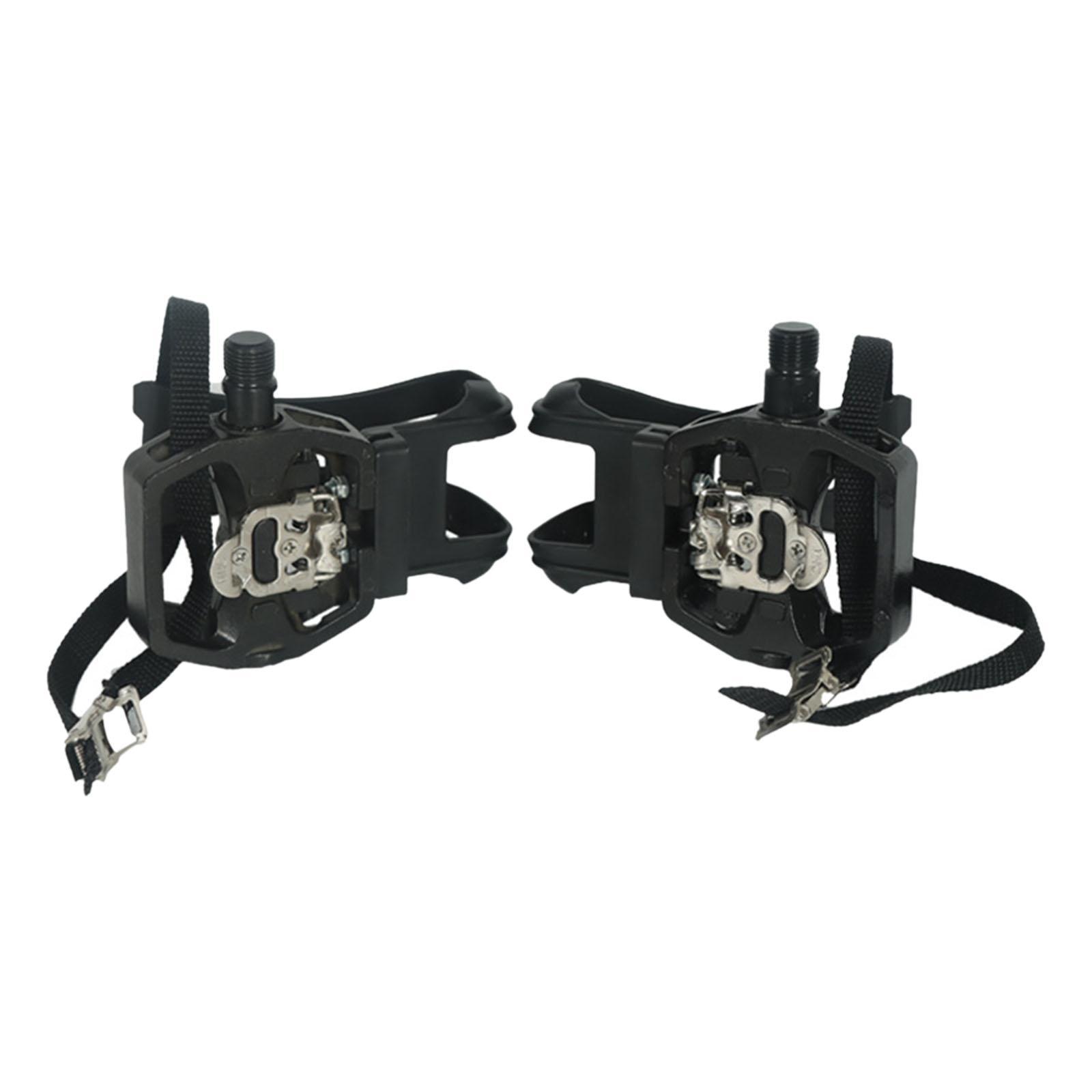 Cycling Bike Pedals with Clips and Straps,  Pedals for Exercise Bike, Mountain and Road Bike